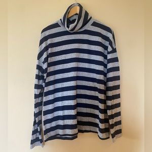 J. Crew Blue/Grey Striped Turtleneck